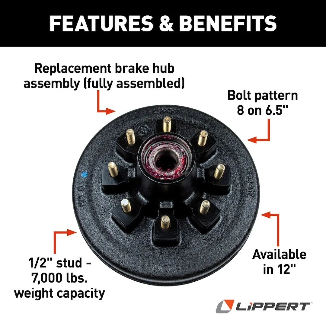 814203 – LIPPERT COMP Trailer Brake Hub Assembly, 12 Inch 8 x 6-1/2 Inch Bolt Pattern 1/2 Inch Stud  - view 3